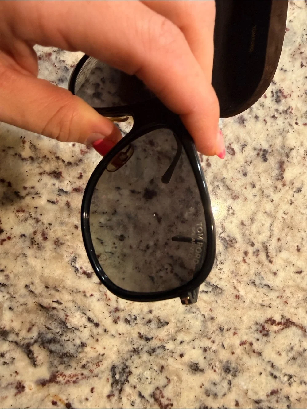 Tom Ford Black Oversized Aviator Sunglasses